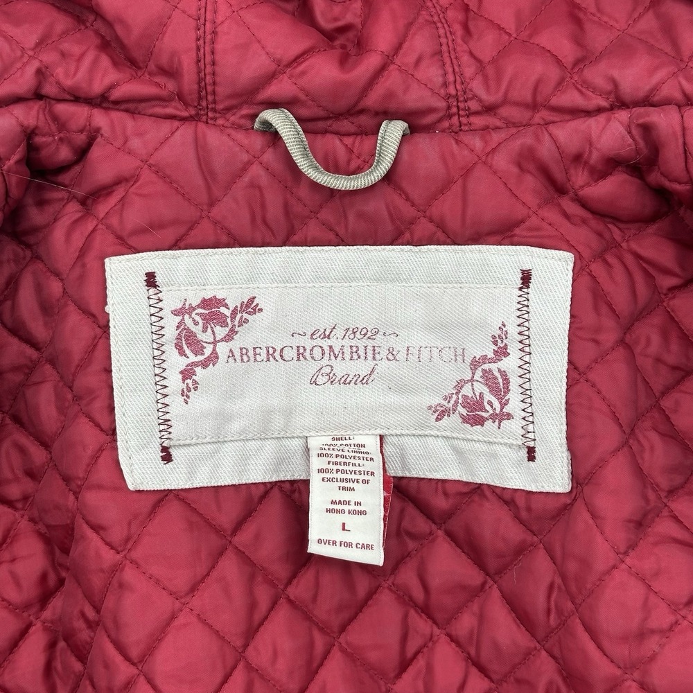 Vintage Abercrombie & Fitch Women's Green Olive Hooded Jacket Size L - Picture 7 of 11